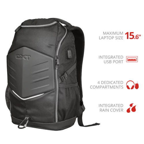 TRUST Gamer Notebook hátizsák 23240, GXT 1255 Outlaw Gaming Backpack for 15.6” laptops - black