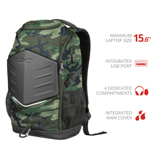 TRUST Gaming Notebook hátizsák 23302 (GXT 1255 Outlaw Gaming Backpack for 15.6” laptops - camo)