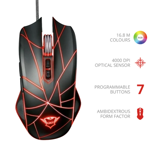 TRUST Gaming Vezetékes egér 22332 (GXT 160 Ture RGB Gaming Mouse)