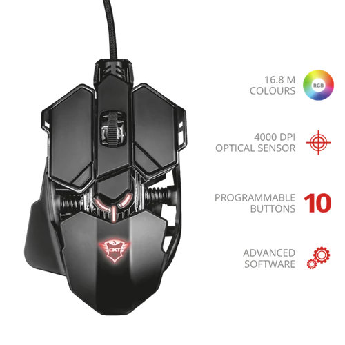 TRUST Gaming Vezetékes röntgen hatású egér 22089 (GXT 138 X-Ray Illuminated Gaming Mouse)