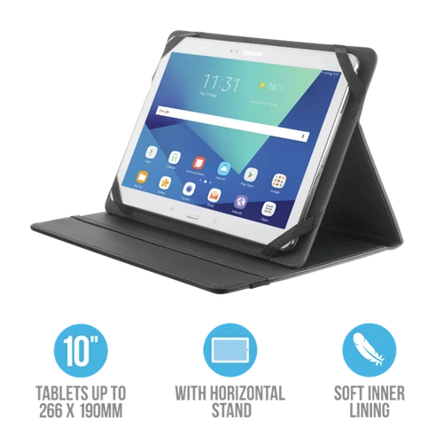 TRUST Összehajtható védőtok és állvány 10"-os táblagépekhez 20058, Primo Folio Case with Stand for 10" tablets - black
