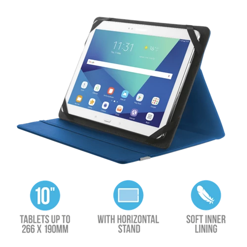 TRUST Összehajtható védőtok és állvány 10"-os táblagépekhez 20315 (Primo Folio Case with Stand for 10" tablets - blue)