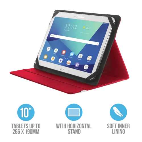 TRUST Összehajtható védőtok és állvány 10"-os táblagépekhez 20316 (Primo Folio Case with Stand for 10" tablets - red)