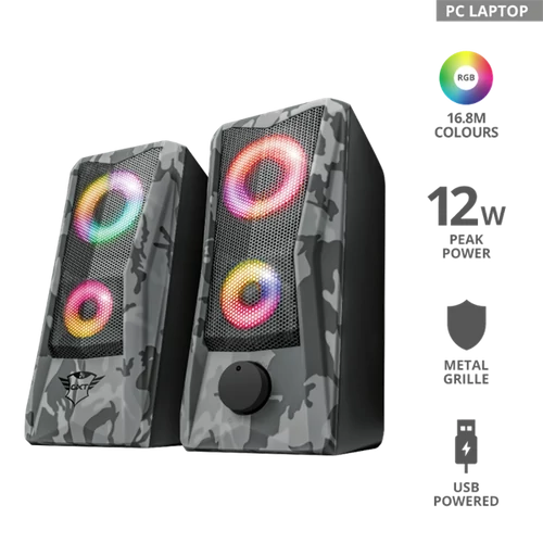 TRUST RGB-megvilágítású 2.0 hangszórókészlet 23379 (GXT 606 Javv RGB-Illuminated 2.0 Speaker Set)