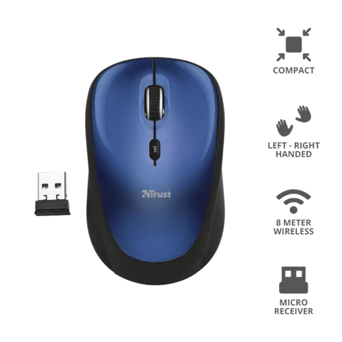 TRUST Vezeték nélküli egér 19663 (Yvi Wireless Mouse - blue)