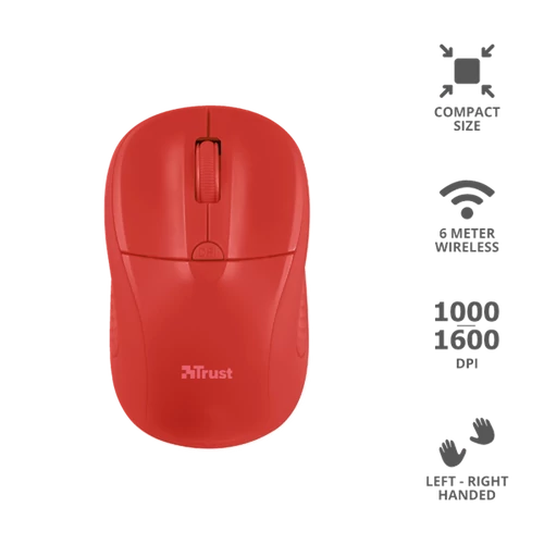 TRUST Vezeték nélküli egér 20787 (Primo Wireless Mouse - red)