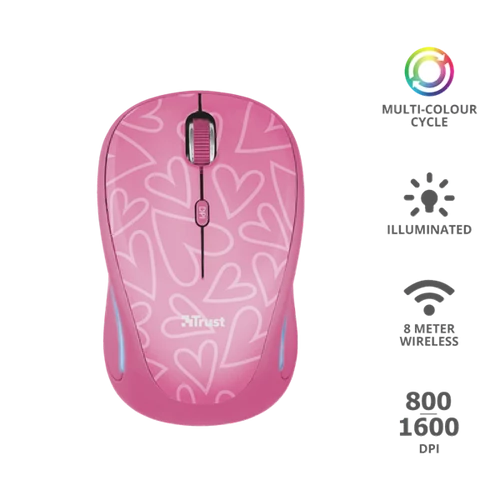 TRUST Vezeték nélküli egér 22336 (Yvi FX Wireless Mouse - pink)