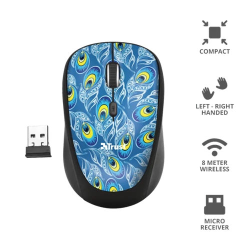 TRUST Vezeték nélküli egér 23388, Yvi Wireless Mouse - peacock