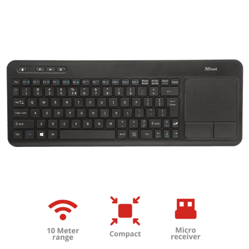TRUST Vezeték nélküli érintős multimédiás billentyűzet 21268 (Veza Wireless Keyboard with touchpad HU)