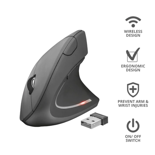 TRUST Vezeték nélküli függőleges ergonomikus egér 22879 (Verto Ergonomic Wireless Mouse)