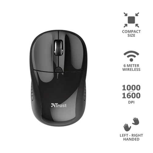TRUST Vezeték nélküli optikai egér 20322 (Primo Wireless Mouse - black)