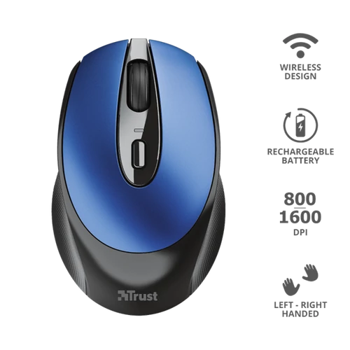 TRUST Vezeték nélküli tölthető egér 24018 ( Zaya Rechargeable Wireless Mouse - blue)