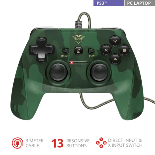TRUST Vezetékes gombkormány PC-hez és PlayStation 3-hoz 23291 (GXT 540C Yula Wired Gamepad - camo)