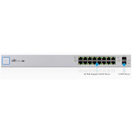 UBiQUiTi Switch 16x1000Mbps (POE+) + 2x1000Mbps SFP, Menedzselhető, Rackes - US-16-150W