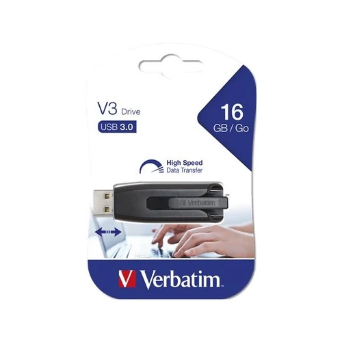 VERBATIM Pendrive, 16GB, USB 3.0, 60/12 MB/sec, "V3", fekete-szürke