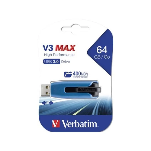 VERBATIM Pendrive, 64GB, USB 3.0, 175/80 MB/sec, "V3 MAX", kék-fekete