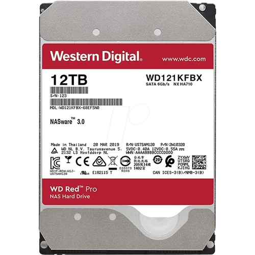 WESTERN DIGITAL 3.5" HDD SATA-III 12TB 7200rpm 256MB Cache, CAVIAR Red Pro