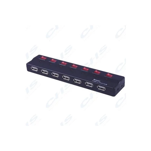 WIRETEK USB 2.0 HUB 7 port külső táppal, kapcsolóval