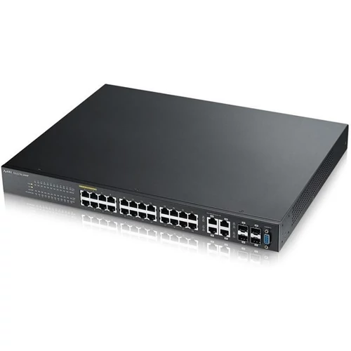 ZYXEL Switch 24x1000Mbps (24xPOE) + 4xGigabit kombó SFP+, Fémházas Menedzselhető (24GbE POE port), GS2210-24HP-EU0101F