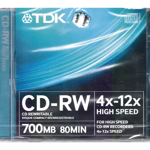 TDK CD lemez CD-RW80 12x Normál Tok Újraírható